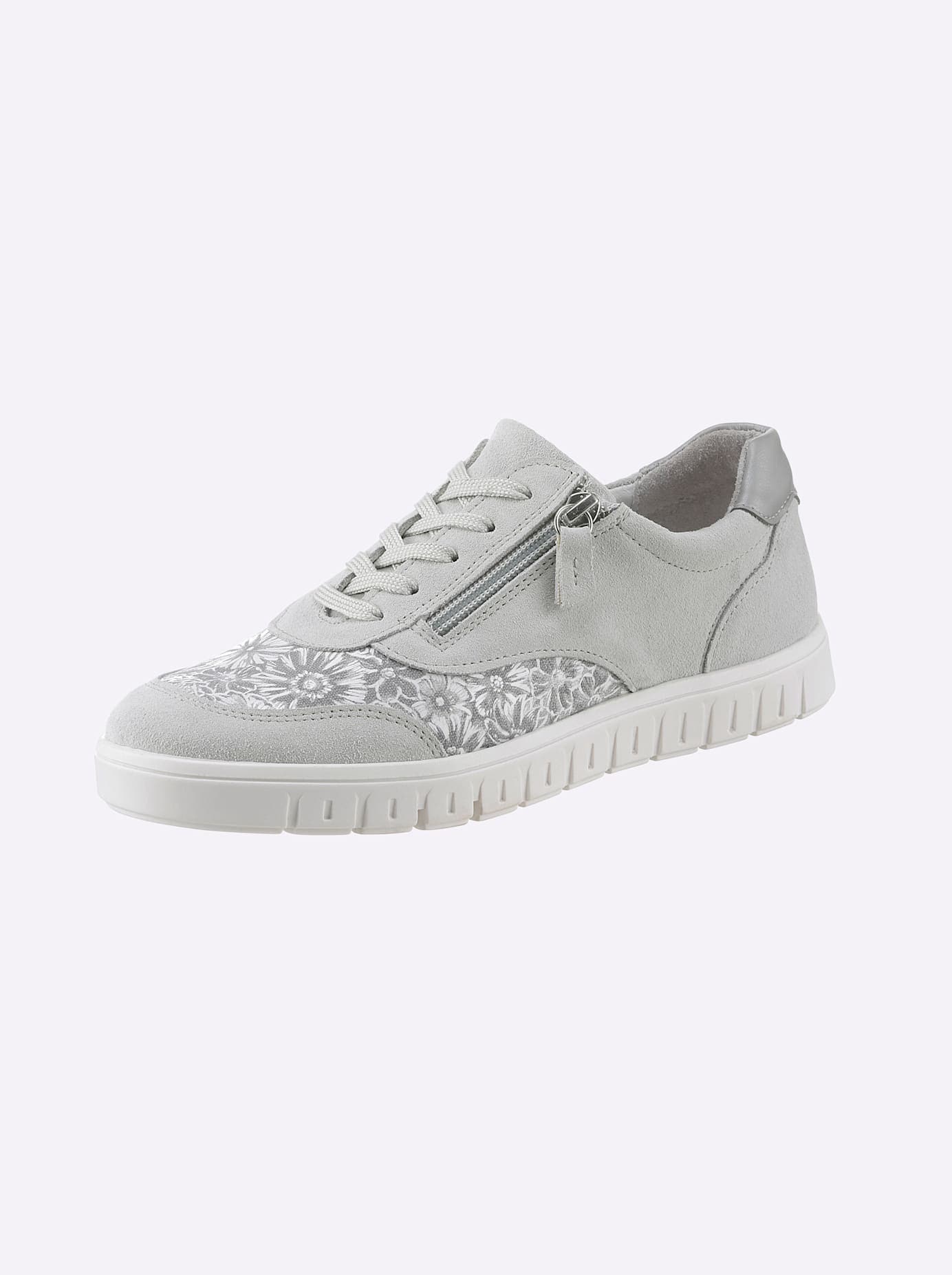 Sneaker CASUAL LOOKS, Damen, Gr. 36, grau (steingrau), Glattleder, Textil, Veloursleder, Schuhe Sneaker