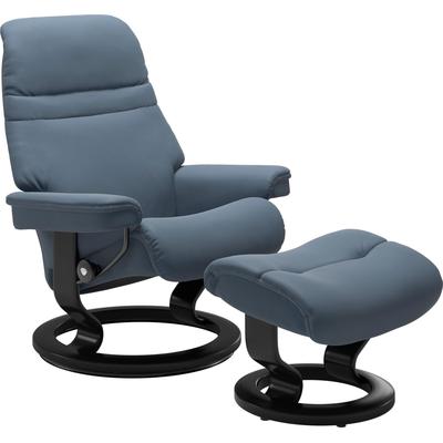 Fußhocker STRESSLESS "Sunrise", blau (sparrow blau paloma), B:57cm H:39cm T:40cm, Leder BATICK: BATICK ist ein leicht korrigiertes, durchgefärbtes und genarbtes Möbelleder, bei dem die meisten Unebenheiten und Spuren in der Regel entfernt wurden.,... Image