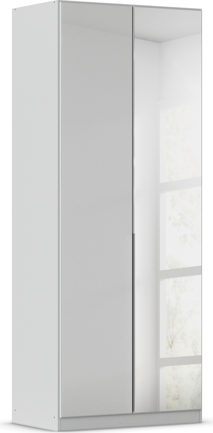 Drehtürenschrank RAUCH "Kleiderschrank Kleiderschränke Schrank Garderobe AGORDO mit Glasfront", grau (seidengrau, glas seidengrau), B:91cm H:229cm T:54cm, Holzwerkstoff, Schränke, durchdachte Innenausstattung, in 7 Breiten und 2 Höhen MADE IN GERMANY Image