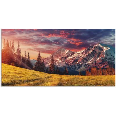 Wandbild ARTLAND "Alpines Hochland", rot (farbe bild(er): rot), B:100cm H:50cm, Bilder, als Alubild, Outdoorbild, Leinwandbild in verschied. Größen Image