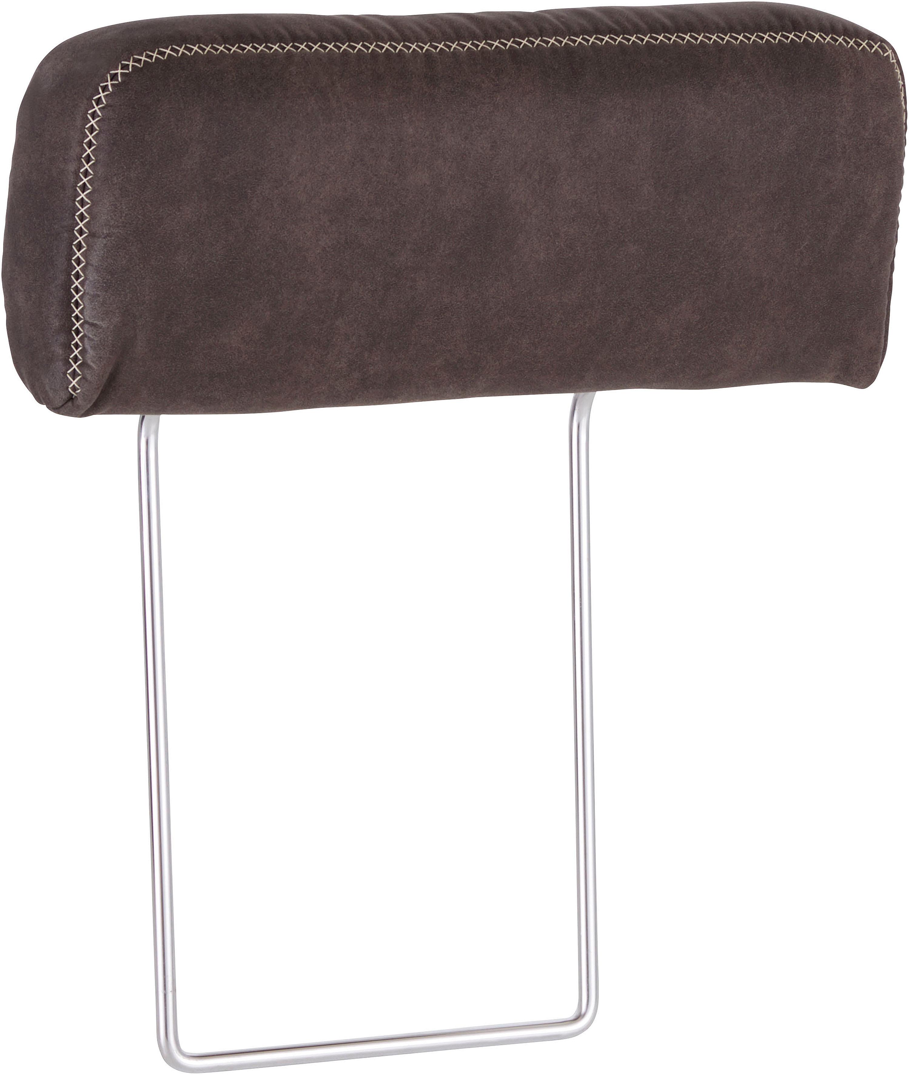 Kopfstütze PLACES OF STYLE "Varese", grau (anthrazit), B:52cm H:22cm T:12cm, Luxus-Microfaser Vintageoptik (100% Polyester), Flachgewebe ( 100% Polyester), Kunstleder SOFTLUX, Scheuertouren pro Qualität: Flachgewebe: > 45.000; Kunstleder SOFTLUX:... Image