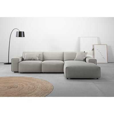 Ecksofa ANDAS "Glimminge auch in Breitcord, Feincord, Bouclé + Easy care-Bezug", grau (hellgrau), B:294cm H:71cm T:191cm, 100% Polyester, Sofas, L-Form, Breite 294, Zierkissen Image
