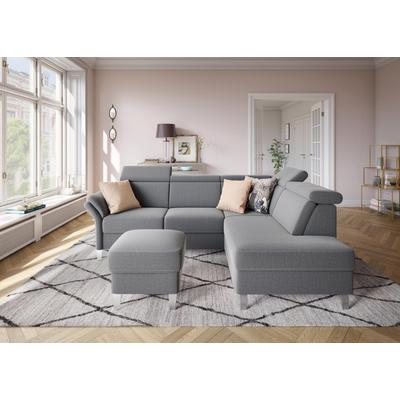 Ecksofa SIT & MORE "Vincenzo L-Form", grau (hellgrau), B:245cm H:84cm T:193cm, Sofas, inklusive Kopfteilverstellung, wahlweise mit Bettfunktion, Bettkasten Image