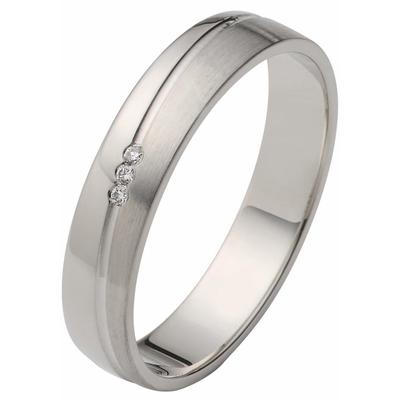 Trauring FIRETTI "Schmuck Geschenk Gold 375 Hochzeit Ehering "LIEBE" Gr. 23, weiß (weißgoldfarben), Fingerringe, 23, 0,015 ct SI = kleine Einschlüsse mit Brillanten, Weißgold 375, 4mm, Made in Germany, wahlweise mit oder ohne Brillanten Image