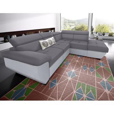 Polstergarnitur COTTA "Speedway L-Form", grau (grau, grau), B:262cm, Sitzmöbel-Sets, Set bestehend aus: Ecksofa mit Kopfteilverstellung & Hocker Image