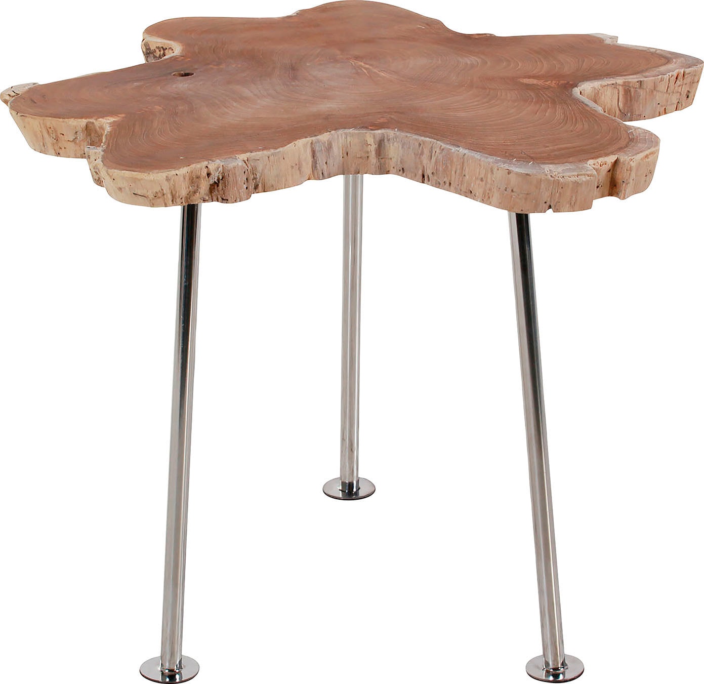 Couchtisch GUTMANN FACTORY, beige (natur, silber, natur), B:75cm H:50cm T:75cm, Tische, Aus recyceltem Altholz Teak