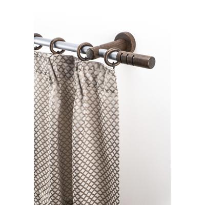 Gardinenstange GARESA "PEMPIA", braun (mattchromfarben, nussbaum), L:450cm Ø:20mm, Holzwerkstoff, Metall, Gardinenstangen, Vorhanggarnitur, verlängerbar, Knopf m.Ausschnitten, mit Ringen Image