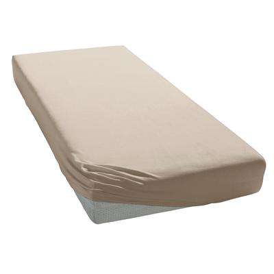 Spannbettlaken ELEGANTE "Mako-Jersey", beige (sand), B:120-130cm L:200-220cm, Mako-Jersey, Obermaterial: 97% Baumwolle, 3% Elasthan, Laken, in hochwertiger Qualität mit Elasthan-Anteil Image