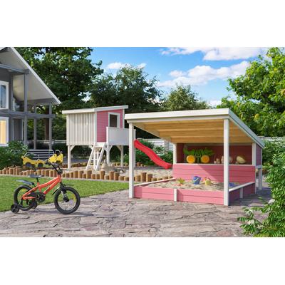 Sandkasten NORDIC HOLZ "PIPPI 2", rosa (hellrosa), B:214cm H:178,98cm T:270cm, Holz, Sandkästen, Spielelement mit Überdachung, BxTxH: 214x270x179 cm