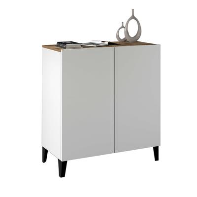 Aktenschrank INOSIGN "Sunrise Aktenschrank, Mehrzweckschrank, Büroschrank", weiß (weiß matt, ahorn), B:79,2cm H:92,5cm T:38cm, FSC-zertifizierter Holzwerkstoff, Schränke, mit 2 Türen & 2 Fӓchern, Breite 79,2 cm, Made in Italy Image
