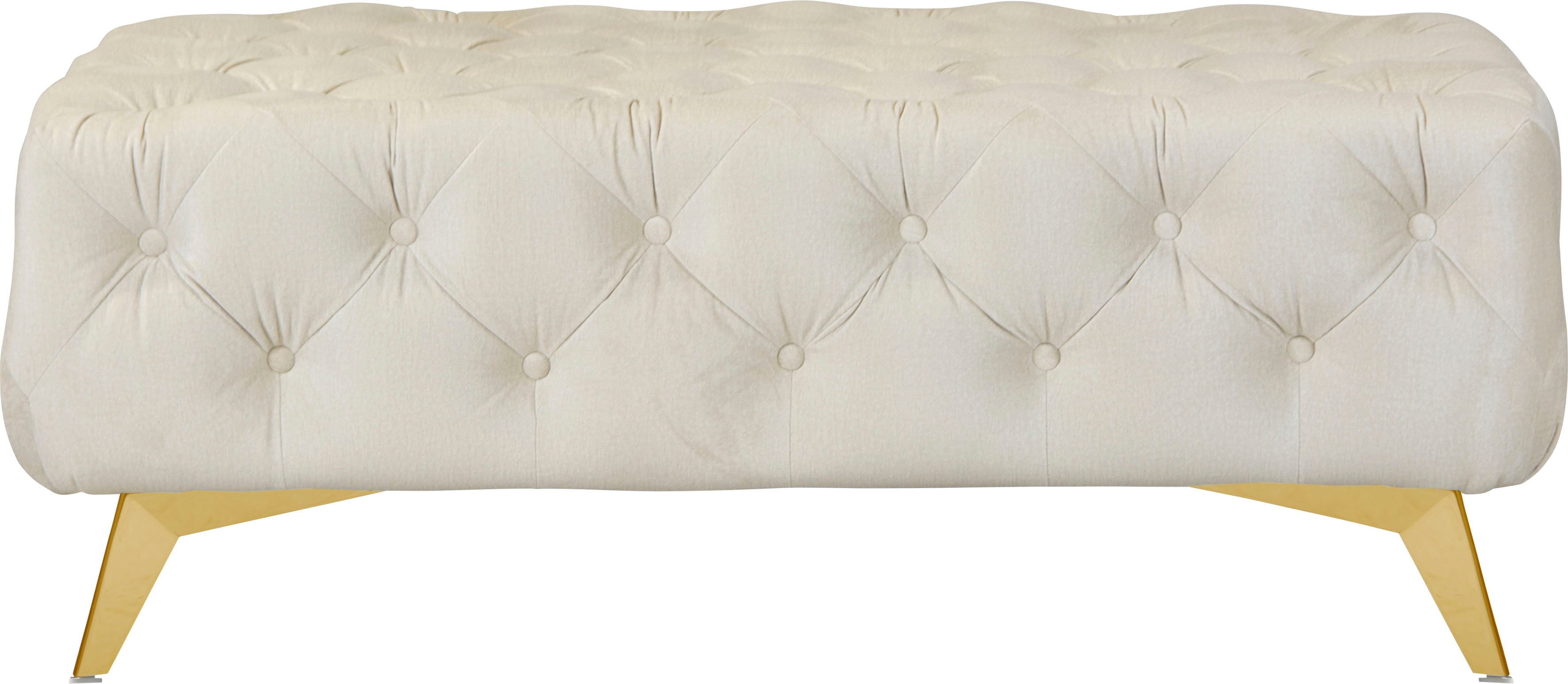 Polsterhocker LEONIQUE "Amaury", beige, B:120cm H:45cm T:80cm, Struktur (100% Polyester);Samtoptik (100% Polyester), Hocker, Chesterfield-Optik, Breite 120cm, Fußfarbe wählbar