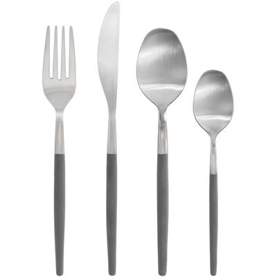 Besteck-Set BLOMUS "MAXIME", grau (sharkskin), 16 tlg., Edelstahl, Kunststoff, Essbesteck-Sets, matt, bebürstet, Griffe mit Kunststoffbeschichtung Image