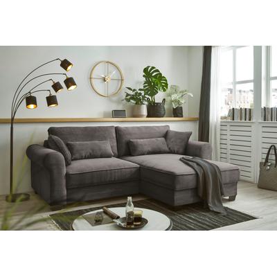 Ecksofa ED EXCITING DESIGN "Angelina L-Form", braun, B:255cm H:92cm T:185cm, 92% Polyester, 8% Nylon, Sofas, mit Bettfunktion, Bettkasten & 4 Zierkissen Image