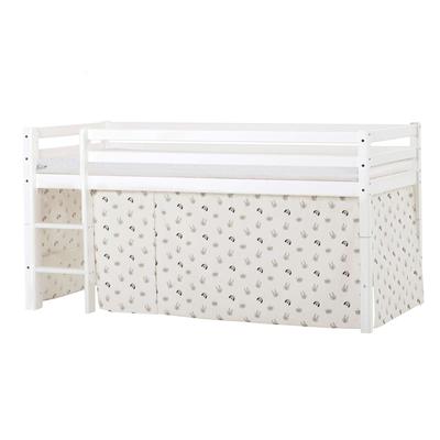 Hochbett HOPPEKIDS "ECO Dream, Kinderbett, Spielbett, Halbhohes Bett aus Massivholz", beige (weiß, natur), B:101cm H:105cm L:208cm, Kinderbett: 100% Massivholz: Nordische Kiefer, Vorhang: 100% Baumwolle, Matratzenbezug: 77% Polyester, 23%... Image