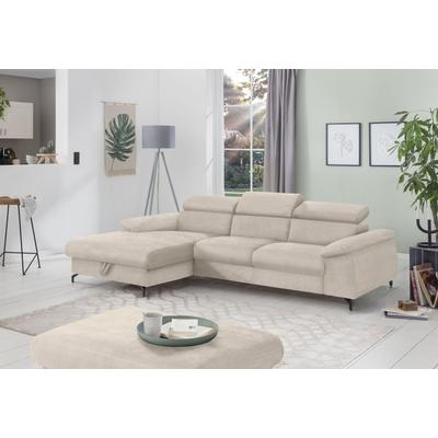 Ecksofa COTTA "Kitty L-Form", beige, B:244cm H:72cm T:166cm, Microfaser (100% Polyester), Flachgewebe (100% Polyester), Sofas, mit Kopfteilverstellung, wahlweise mit Bettfunktion & Bettkasten Image