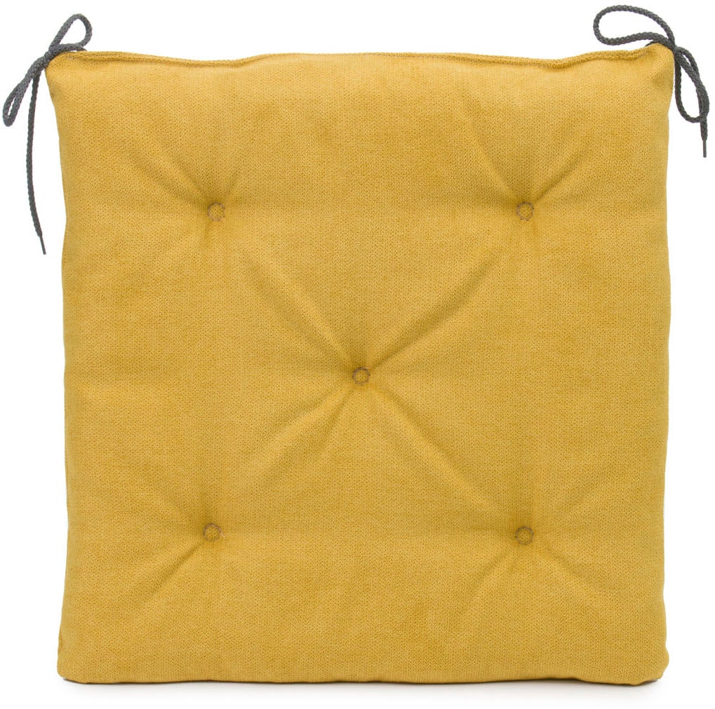 Sitzauflage GÖZZE "Darco Uni" Gr. 1, gelb (senf), B:40cm H:4cm T:40cm, Polyester, Polsterauflagen, 1 Stück, Maße: 40 x 40 x 4 cm, mit Füllung, mit Bindebändern Image