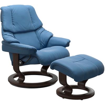 Fußhocker STRESSLESS "Reno", blau (lazuli blau), B:55cm H:40cm T:41cm, Hocker, mit Classic Base, Gestell Wenge Image