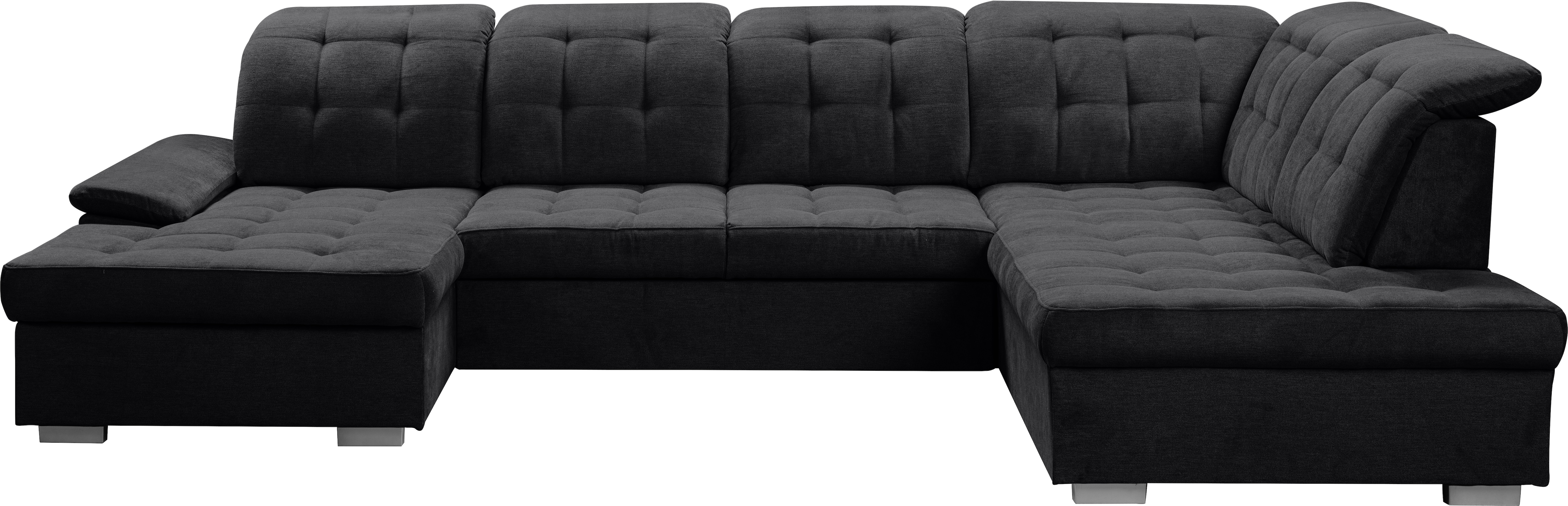 Wohnlandschaft WERK2 "Kordula-New Multifunktion Couch, Breite 332cm, bequem, U-Form", grau (anthrazit), B:332cm H:105cm T:217cm, 95% Polyester, 5% Nylon, Sofas, Wohnlandschaft, Sofa in U-Form mit Schlaffunktion & Bettkasten, Schlafcouch, Topseller
