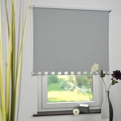 Seitenzugrollo LIEDECO Gr. 18, grau (hellgrau), B:232cm H:180cm, Polyester, Rollos, Volantrollo - eckiger Volant, Fixmaß Image