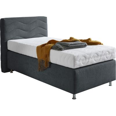 Boxspringbett "Sigma", grau (charcoal), B:115cm L:210cm, Bezug Bett: Microvelours (100% Polyester) oder Feinstruktur (100% Polyester), Bezug Bonnell-Federkernmatratze: 100% Polyester, Bezug Kaltschaummatratze: 100% Polyester, Bezug... Image