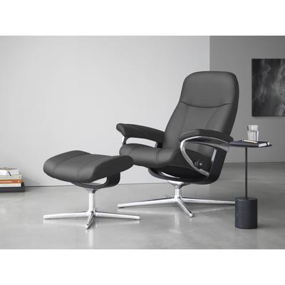Relaxsessel STRESSLESS "Consul", grau (grau batick), B:91cm H:102cm T:79cm, Leder BATICK: BATICK ist ein leicht korrigiertes, durchgefärbtes und genarbtes Möbelleder, bei dem die meisten Unebenheiten und Spuren in der Regel entfernt wurden., Sessel,... Image