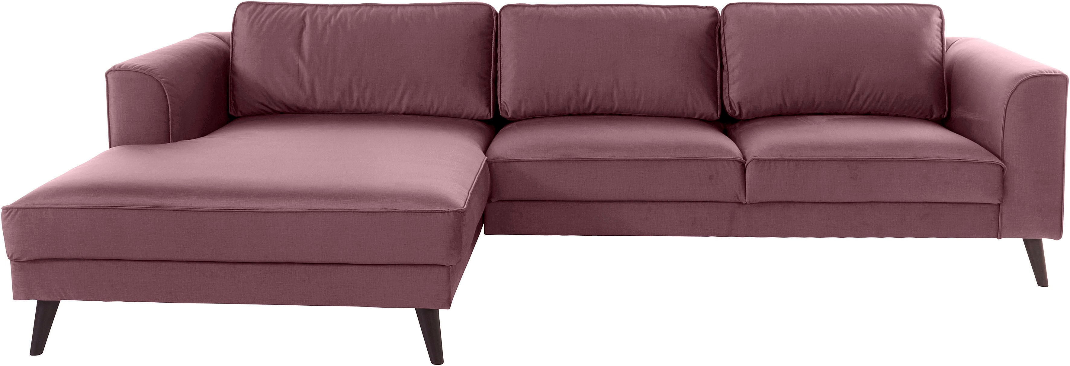 Ecksofa HOME AFFAIRE "Lumber Jack, elegant und bequem, Breite 280, hoher Fuß, L-Form", rosa (altrosa), B:280cm H:85cm T:167cm, Sofas, Ecksofa, in moderner Optik