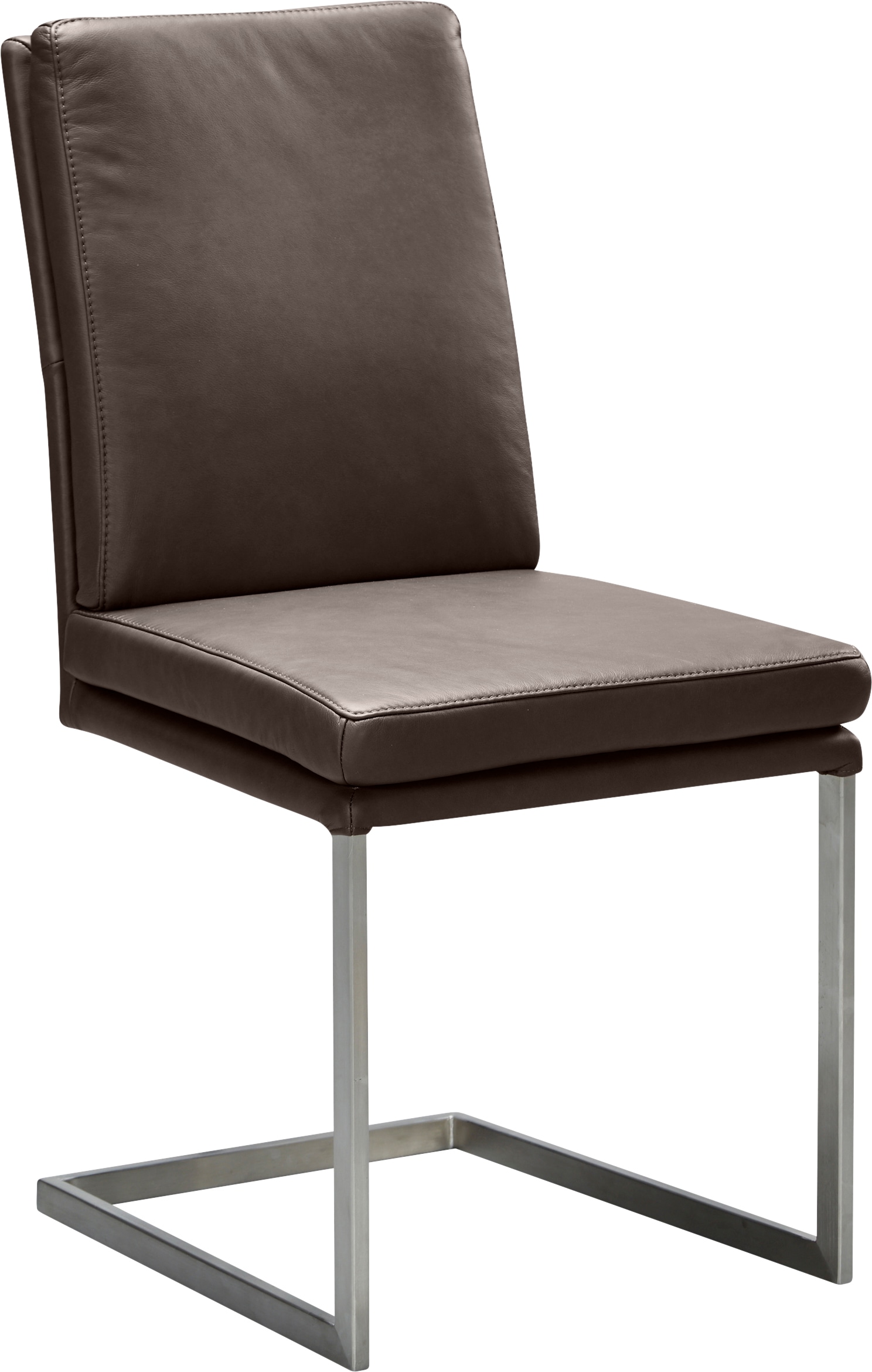 Freischwinger K+W KOMFORT & WOHNEN, braun (sattel 77, edelstahloptik), B:47cm H:96cm T:64cm, Stühle, stabiles Hochkantrohr, Untergestell in Edelstahloptik oder schwarz Image