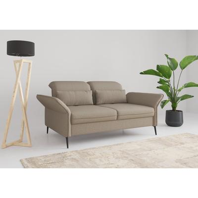 2,5-Sitzer SIT & MORE "Emely, inkl. Sitztiefenverstellung", grau (taupe), B:189cm H:92cm T:123cm, 95%Polyester, 5% Polyamid, Sofas, wahlweise mit Bettfunktion, Kopf- & Armteilverstellung Image