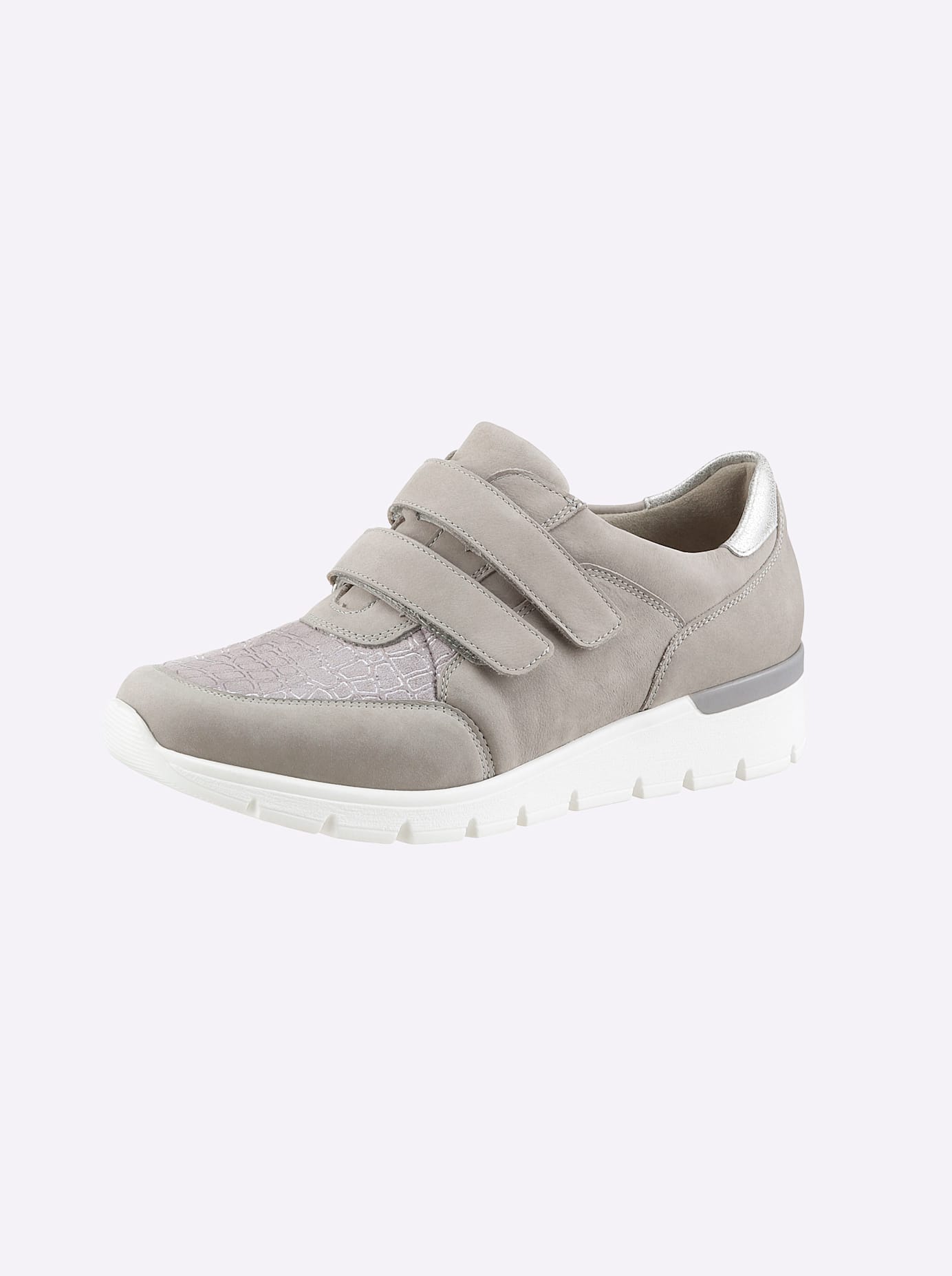 Klettschuh WALDLÄUFER, Damen, Gr. 4,5, grau (taupe), Nubukleder, Textil, Basic, Schuhe Klettschuh