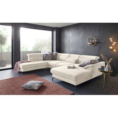 Wohnlandschaft SIT & MORE "Percy U-Form", beige (creme), B:343cm H:80cm T:235cm, Sofas, 15 cm Fußhöhe, Sitztiefenverstellung, wahlweise in 2 Fußfarben Image