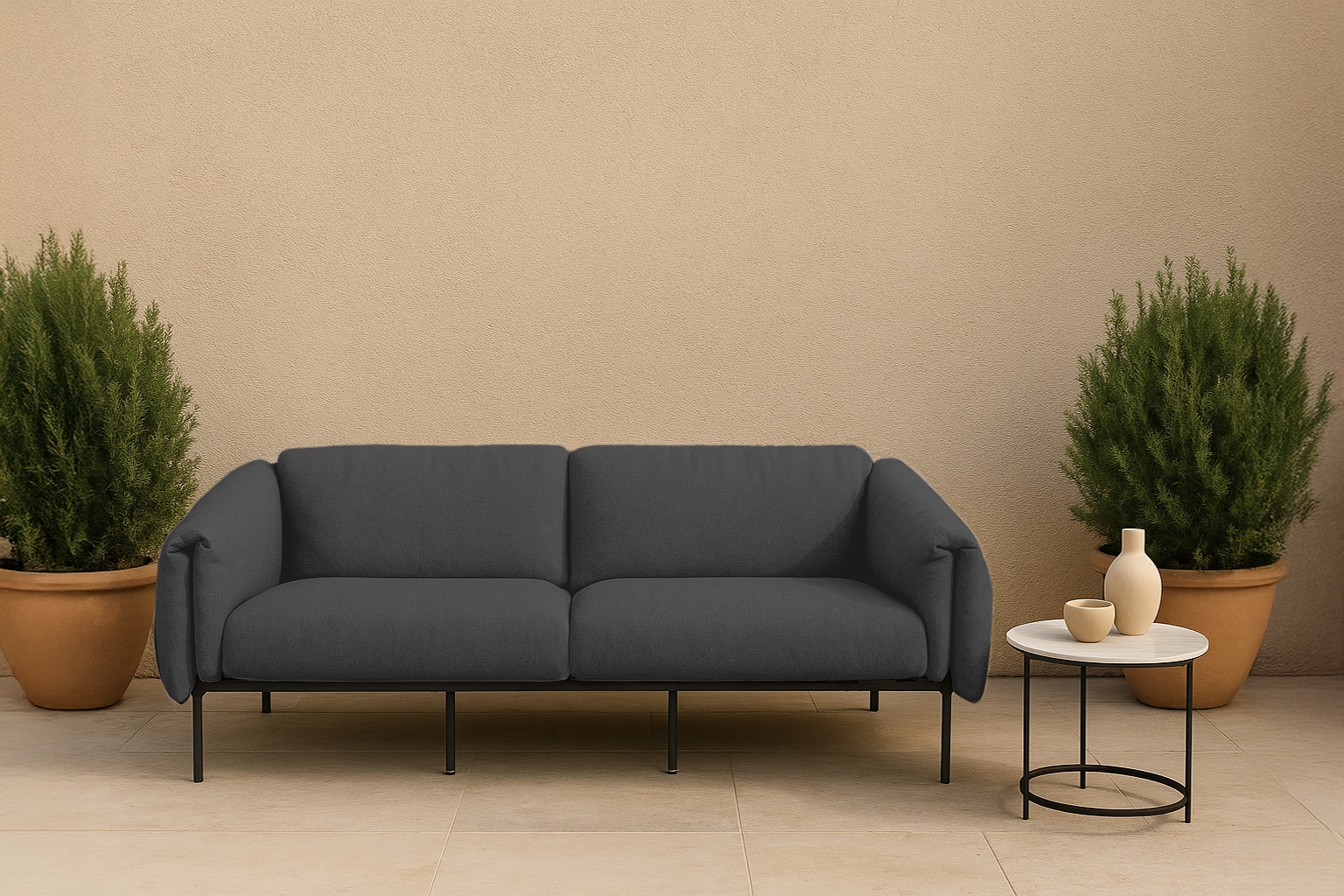 2-Sitzer ANDAS "Lumi", blau (basalt), B:186cm H:73cm T:96cm, 100% Polip, Sofas, Outdoor Gartensofa, wetterfeste Materialien, Breite 186 cm Image