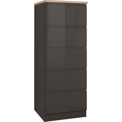 Vorratsschrank KOCHSTATION "KS-Virginia", grau (grau hochglanz, grau), B:60cm H:165cm T:60cm, MDF, Holzwerkstoff, Schränke, 60 cm breit, mit 5 Auszügen Image