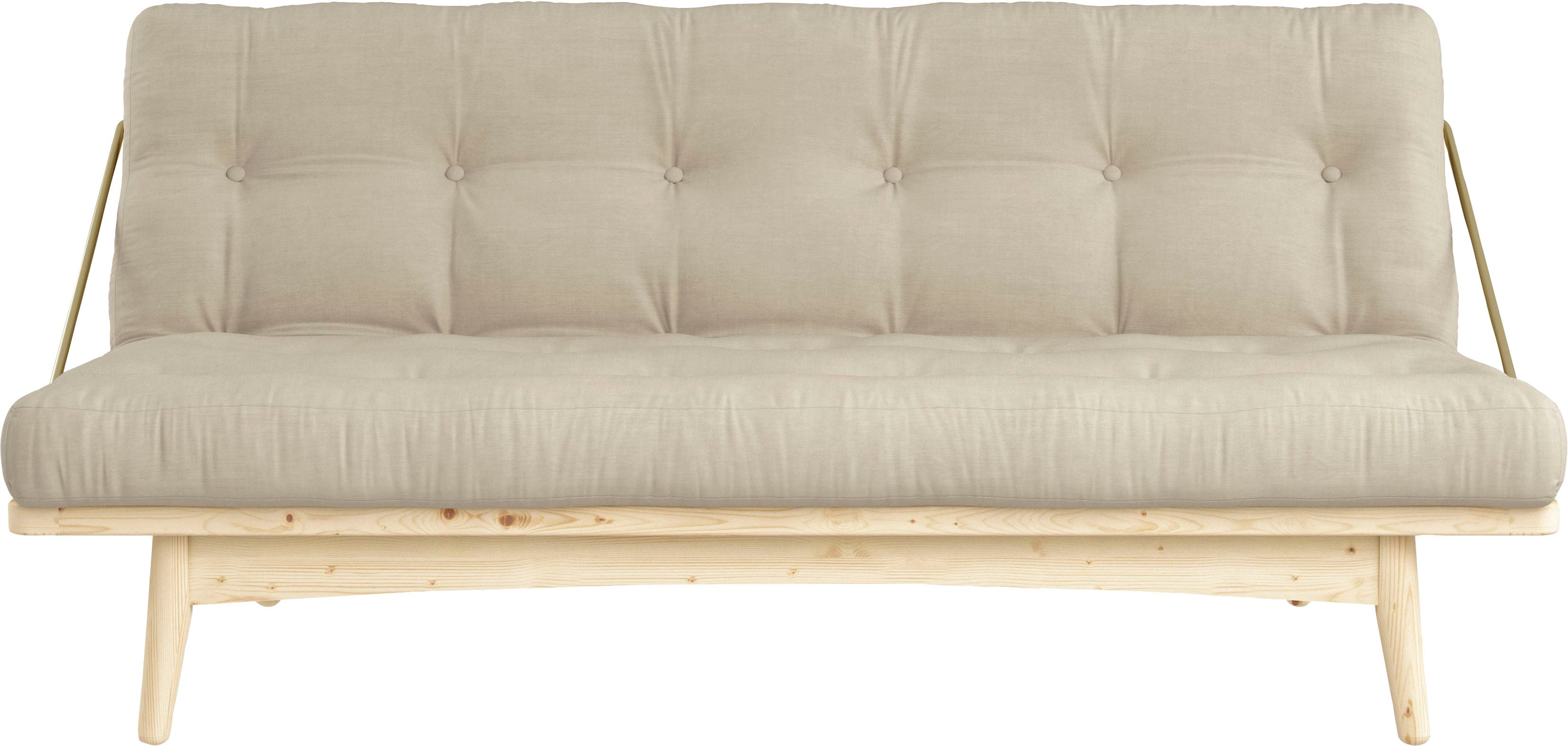 Schlafsofa KARUP DESIGN "Folk", beige, B:190cm H:90cm T:130cm, 80% Baumwolle + 20% polyester, Sofas, aus massiven Kiefernholz, inkl. Futonmatratze