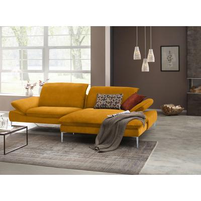 Ecksofa W.SCHILLIG "enjoy&MORE, mit tollem Sitzkomfort, elegant und bequem, L-Form", gelb (brandy s37), B:294cm H:87cm T:185cm, Chenille-Flachgewebe R66 (85% Polyester, 15% Nylon), Longlife Xtra-Leder Z59: Glattleder mit modischer Prägung.... Image