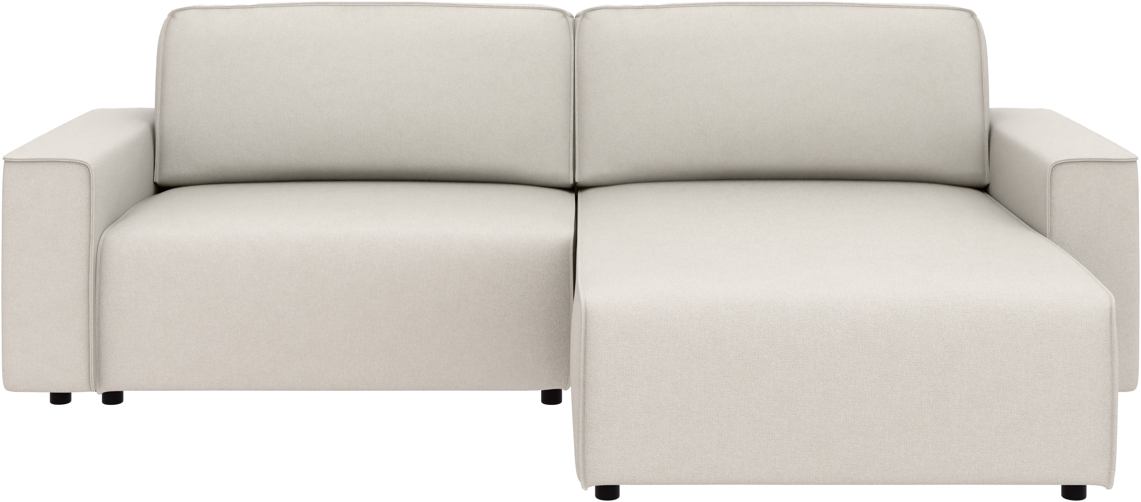 Ecksofa INOSIGN "Chance, Recamiere beidseitig montierbar, Schlaffunktion, Breite 265 cm", grau (sandrgrau), B:265cm H:87cm T:164cm, 100% Polyester, Sofas, in Struktur LUMOS, mit Schlaffunktion und Bettkasten