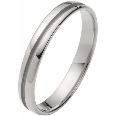 Trauring FIRETTI "Schmuck Geschenk Gold 375 Hochzeit Ehering "LIEBE" Gr. 17, weiß (weißgoldfarben), Fingerringe, 17, ohne Brillanten, Weißgold 375, 3,5mm, Made in Germany, wahlweise mit oder ohne Brillanten Image