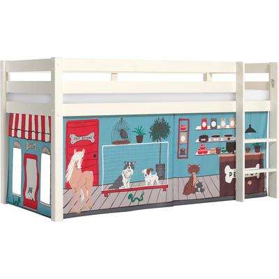 Spielbett VIPACK "Pino, Kiefer massiv, mit Rolllattenrost u. Textil-Set, Made in Europe", weiß, B:105,4cm H:114cm L:209,4cm, Betten, verschiedene Textil Dessins, 3 Gestellfarben zur Wahl Image