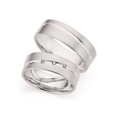 Trauring PHÖNIX "Schmuck Geschenk Gold 333 Trauring Ehering LIEBE versch. Varianten" Gr. 54, weiß (weißgoldfarben), Fingerringe, 54, 0,03 ct SI = kleine Einschlüsse mit Brillanten, Weißgold 333, 6,5mm, Made in Germany, wahlweise mit oder ohne... Image