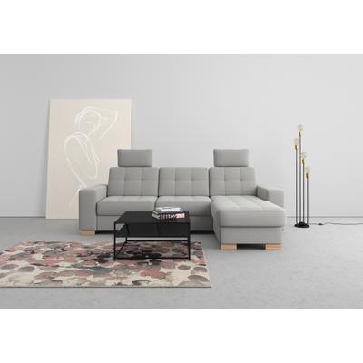 Ecksofa SIT & MORE "Quincy L-Form", silber, B:252cm H:82cm T:161cm, Sofas, wahlweise mit Bettfunktion und Bettkasten Image