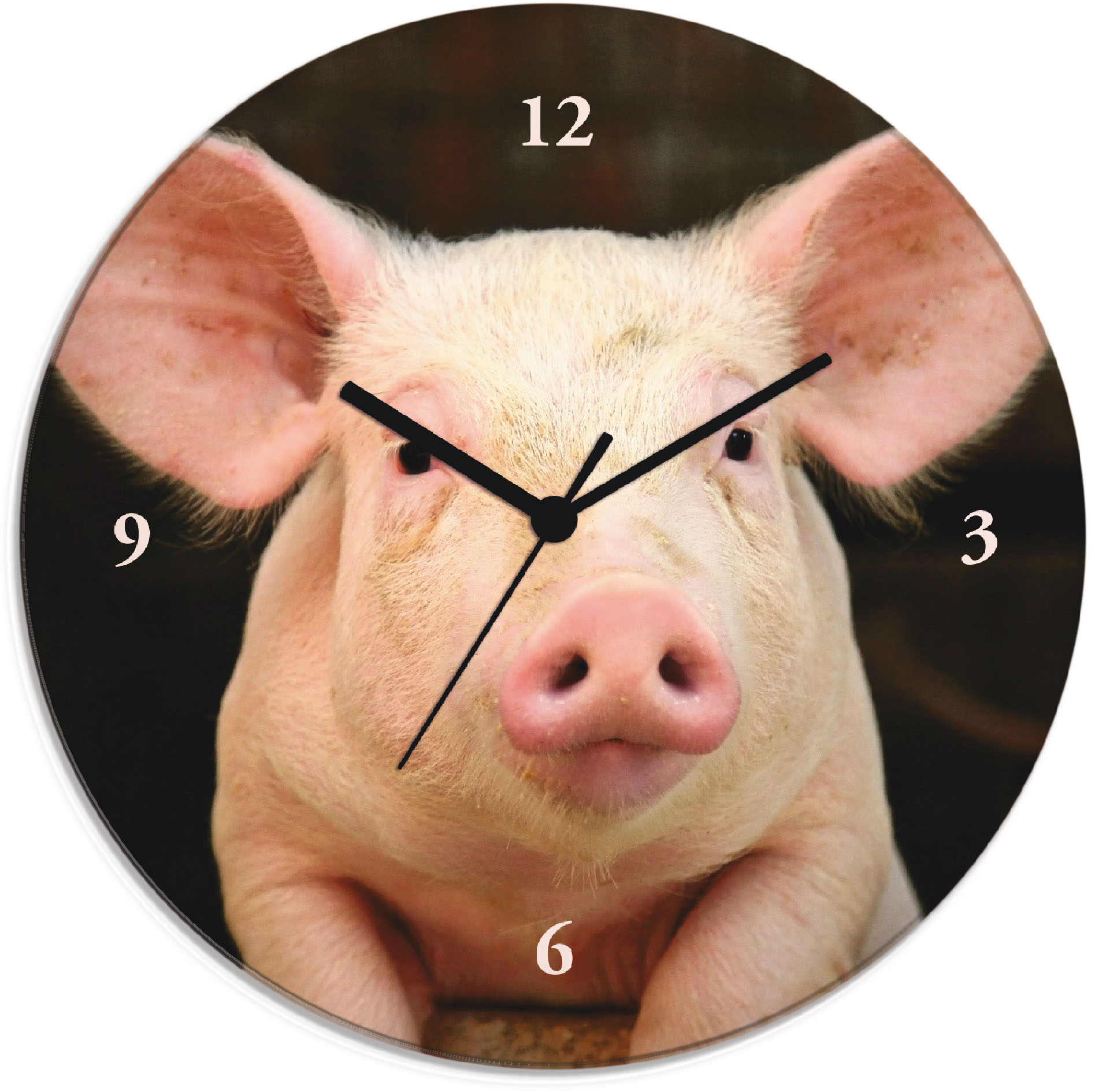 Wanduhr ARTLAND "Vorwitziges Schwein", pink, T:1,8cm, Wanduhren, wahlweise mit Quarz- oder Funkuhrwerk, lautlos ohne Tickgeräusche Image