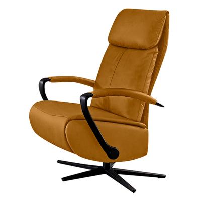 Relaxsessel W.SCHILLIG "rumbaa", gelb (brandy s37), B:68cm H:111cm T:82cm, Stoff S37 (100% Polyester): Luxus-Microfaser in Lederoptik, Sessel, wahlweise mit Doppelmotor, in Größen S, M & L, mit 5-Sternfuß Image
