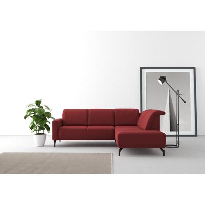 Ecksofa SIT & MORE "Bailando L-Form", rot (bordeaux), B:249cm H:84cm T:205cm, Sofas, wahlweise mit Kopfteilverstellung und Vorziehsitz, motorisch Image
