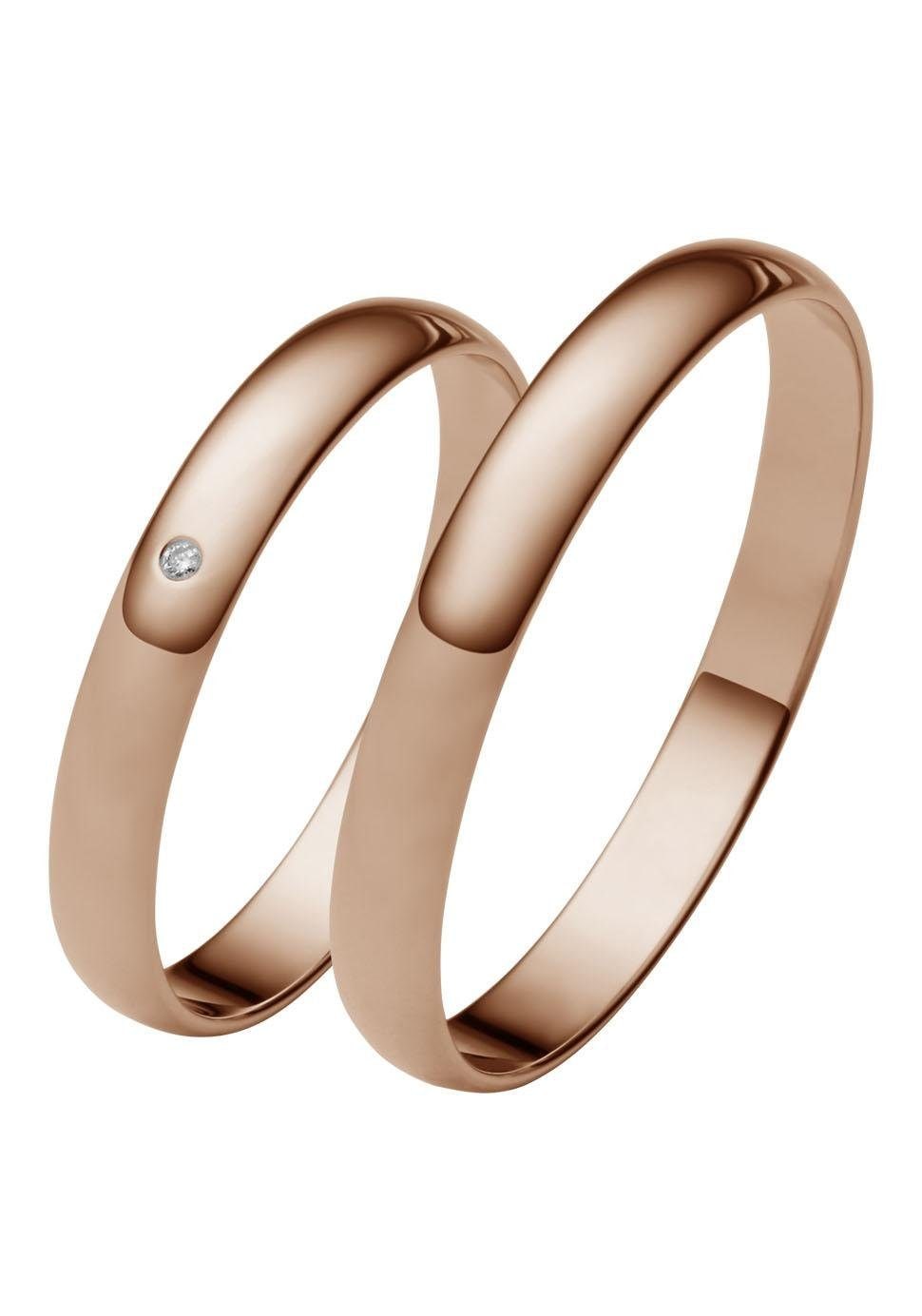Trauring FIRETTI "Schmuck Geschenk Gold 375 Hochzeit Ehering "LIEBE" Gr. 62, rosa (roségoldfarben), Fingerringe, 62, ohne Brillant, Roségold 585, 3mm, Made in Germany, wahlweise mit oder ohne Brillant Image