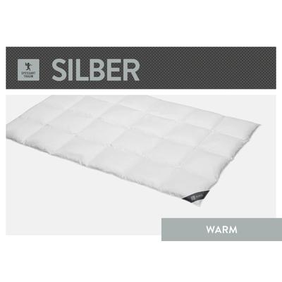 Daunenbettdecke SPESSARTTRAUM "Silber", weiß, B:155cm L:220cm, Bezug: 100% Baumwolle. Füllung: 100% Daunen, Bettdecken, hergestellt in Deutschland, allergikerfreundlich Image