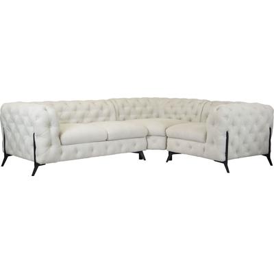 Chesterfield-Sofa LEONIQUE "Amaury L-Form", beige, B:264cm H:75cm T:204cm, Struktur (100% Polyester), Samtoptik (100% Polyester), Sofas, moderne Chersterfield-Optik, Breite 262 cm, Fußfarbe wählbar Image