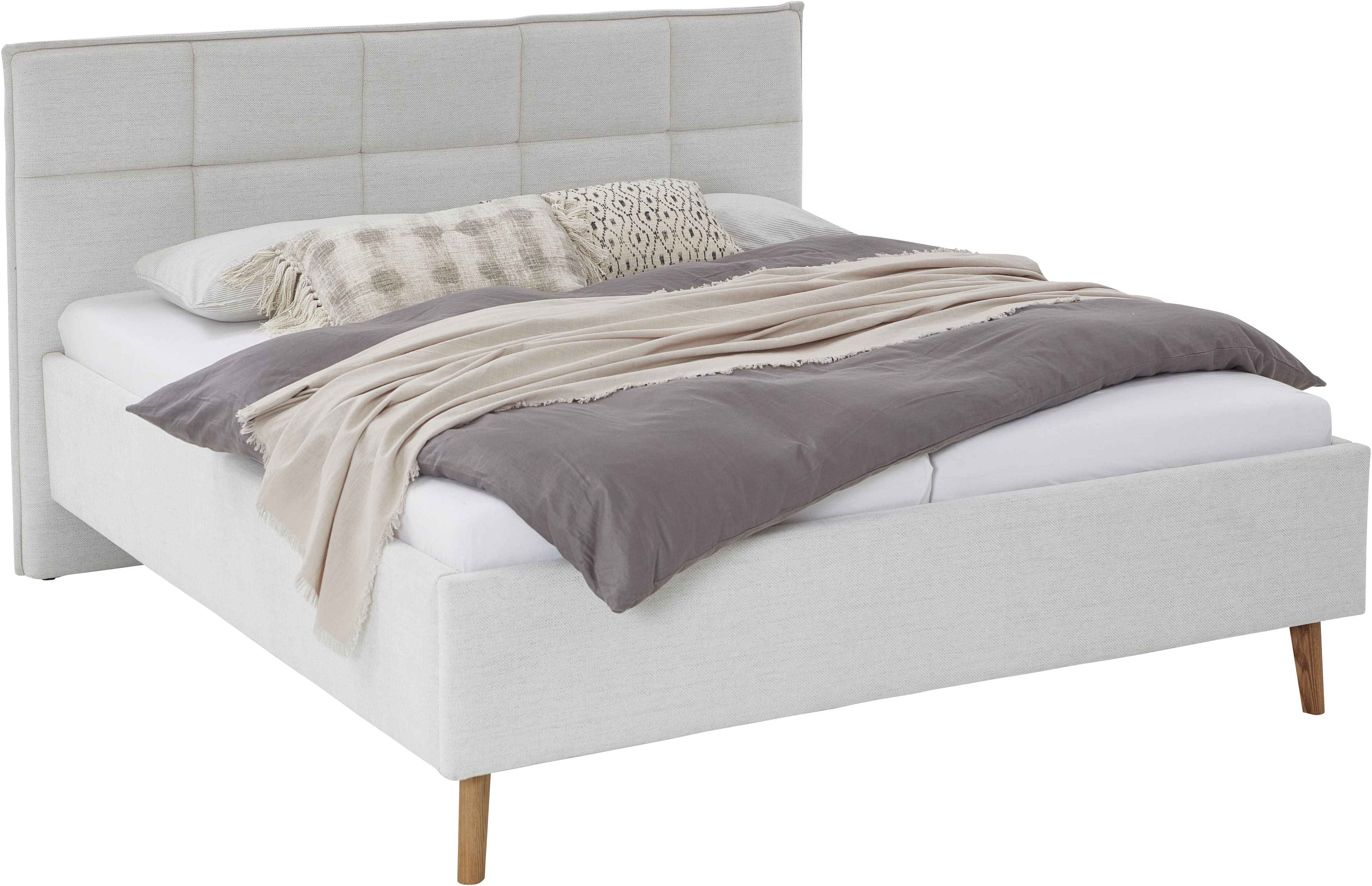 Polsterbett MEISE.MÖBEL "Paulo wahlweise mit Bettkasten, erhältlich in den Breiten 160 & 180cm", beige, B:182cm H:120cm L:213cm, Betten, Polsterbett, wahlweise mit Holz- oder Metallfuß