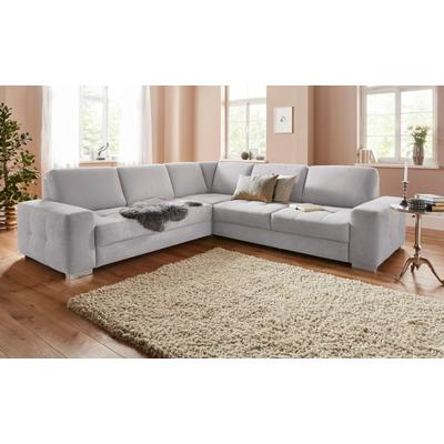 Ecksofa SIT & MORE "Santorini L-Form", silber, B:276cm H:82cm T:271cm, Struktur (100% Polyester), Struktur fein (95% Polyester, 5% Polyamid), Sofas, mit Federkern und Sitztiefenverstellung, wahlweise mit Bettfunktion Image
