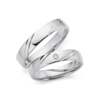 Trauring PHÖNIX "Schmuck Geschenk Silber 925 Ehering LIEBE, 930792, 930793" Gr. 52, silber (silberfarben), Fingerringe, 52, 0,02 ct SI = kleine Einschlüsse mit Brillant, Silber 925 (Sterlingsilber), 4mm, Made in Germany - wahlweise mit oder ohne... Image
