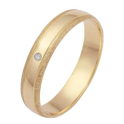Trauring FIRETTI "Schmuck Geschenk Gold 375 Hochzeit Ehering Trauring "LIEBE" Gr. 21, gold (gelbgoldfarben), Fingerringe, 21, 0,01 ct SI = kleine Einschlüsse mit Brillant, Gelbgold 375, 4mm, Made in Germany, wahlweise mit oder ohne Brillant Image