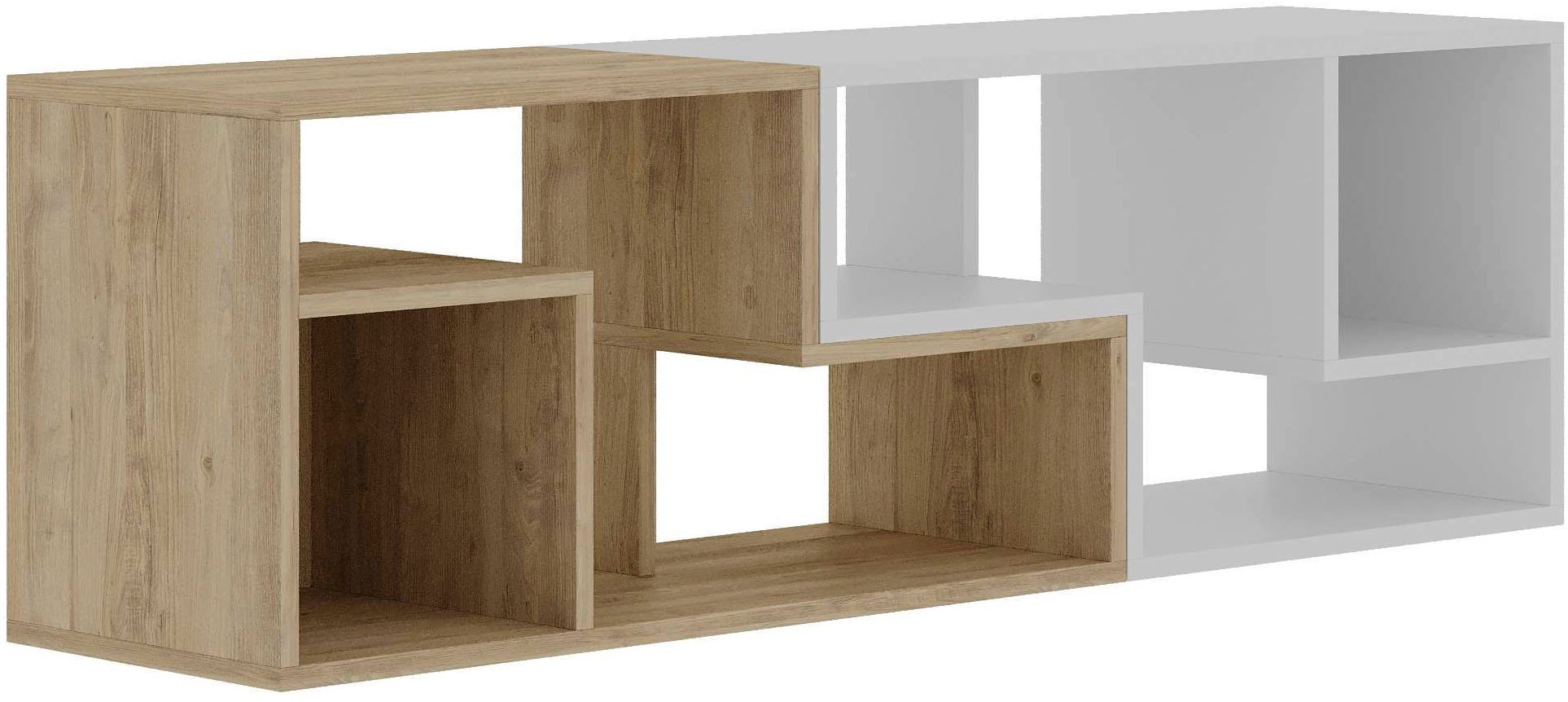 TV-Schrank DECORTIE "Glis TV Schrank", weiß (eiche, weiß), B:90cm H:45cm T:35cm, Spanplatte, Schränke, Einfache Montage,Platzsparend